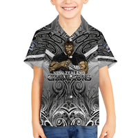 New Zealand Family Matching Off Shoulder Long Sleeve Dress and Hawaiian Shirt Rugby Aotearoa Champions - Wonder Print Shop