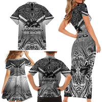 New Zealand Family Matching Short Sleeve Bodycon Dress and Hawaiian Shirt Rugby Aotearoa Champions - Wonder Print Shop