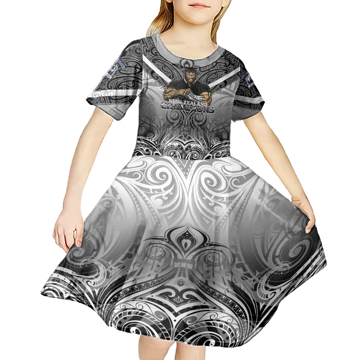 New Zealand Kid Short Sleeve Dress Rugby Aotearoa Champions - Wonder Print Shop