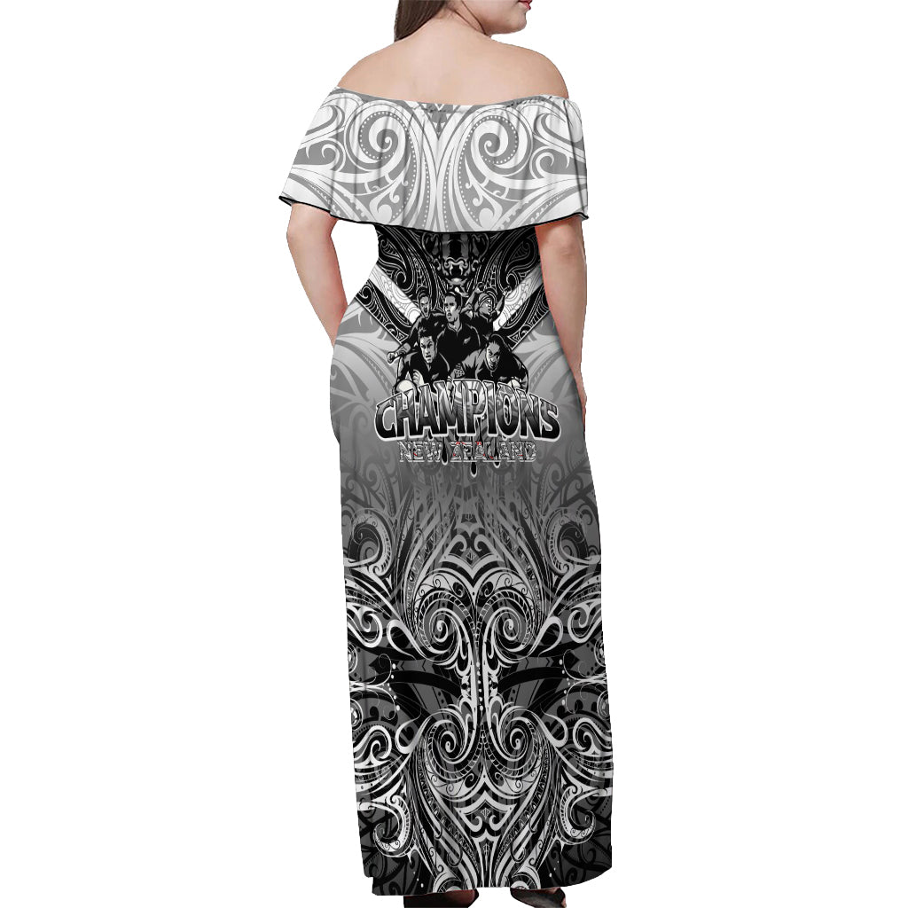 New Zealand Off Shoulder Maxi Dress Rugby Aotearoa Champions - Wonder Print Shop