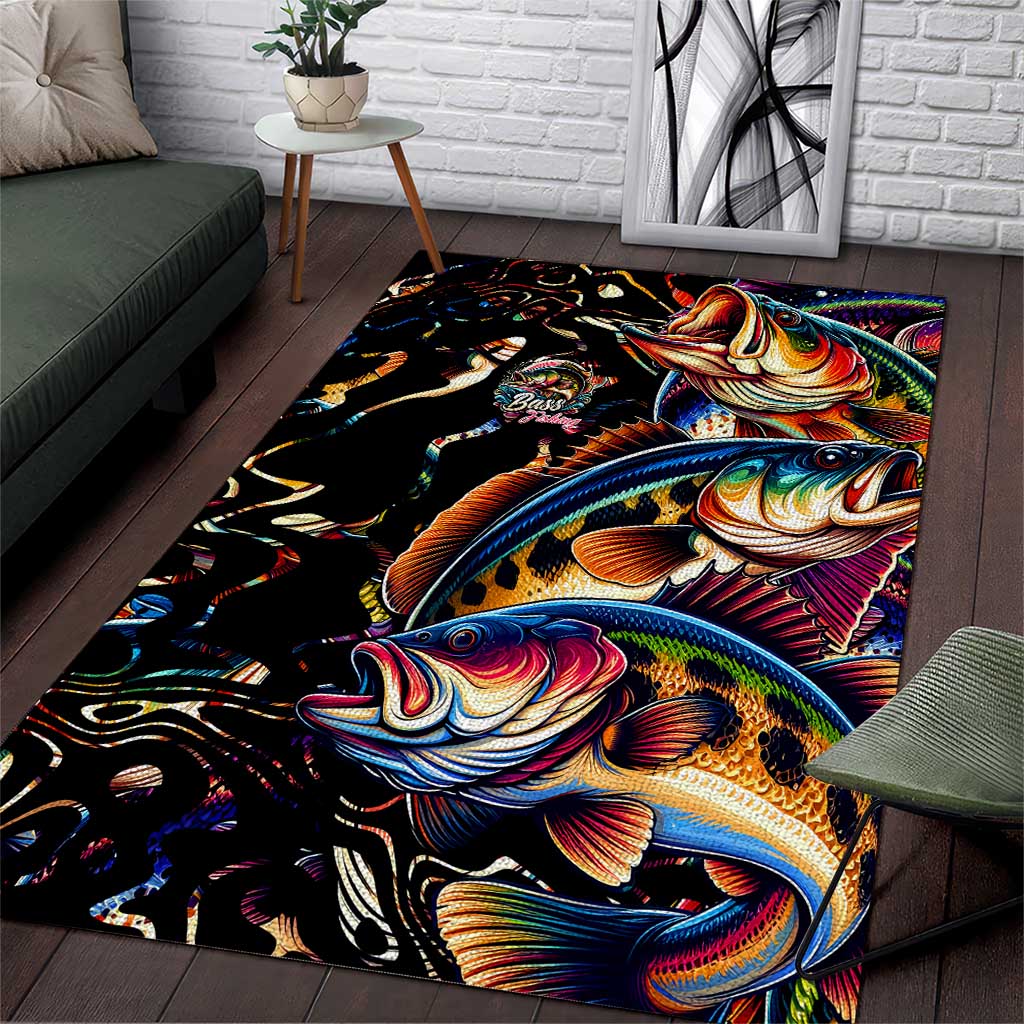 Peacock Bass Fishing Area Rug Waves Art