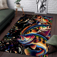 Peacock Bass Fishing Area Rug Waves Art