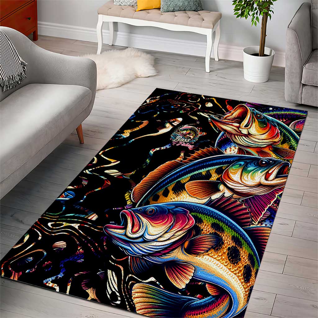 Peacock Bass Fishing Area Rug Waves Art