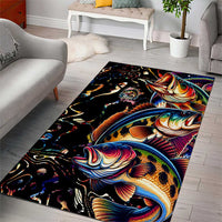 Peacock Bass Fishing Area Rug Waves Art