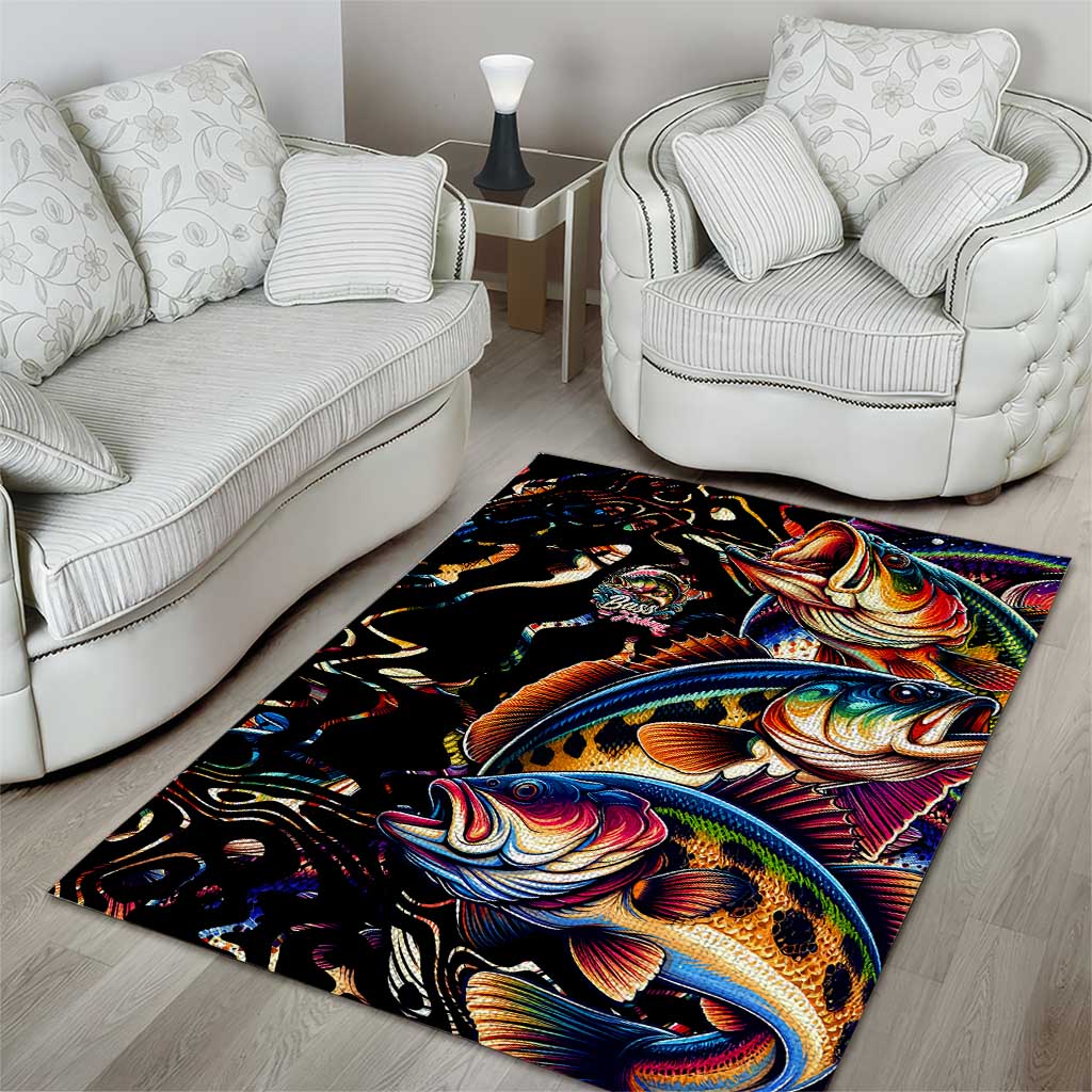 Peacock Bass Fishing Area Rug Waves Art
