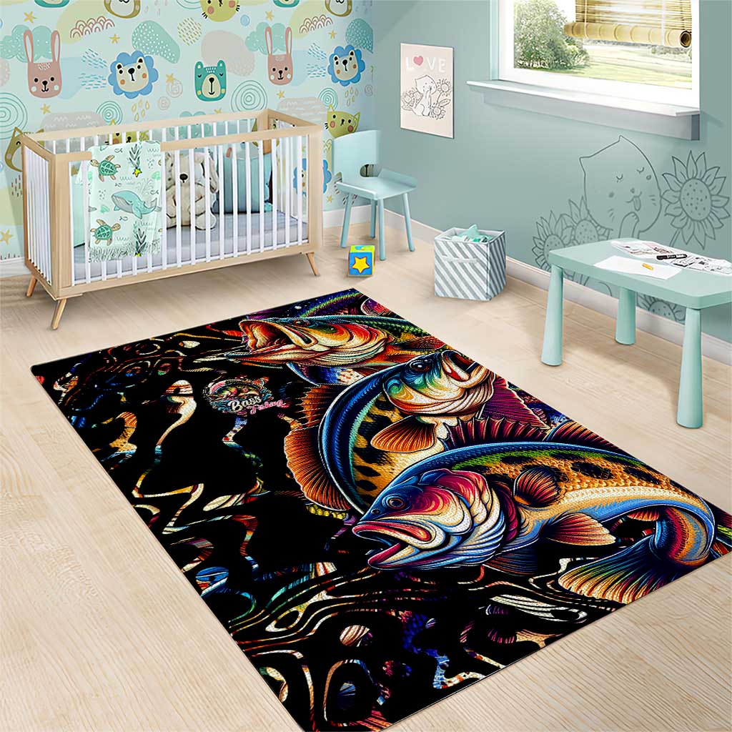 Peacock Bass Fishing Area Rug Waves Art