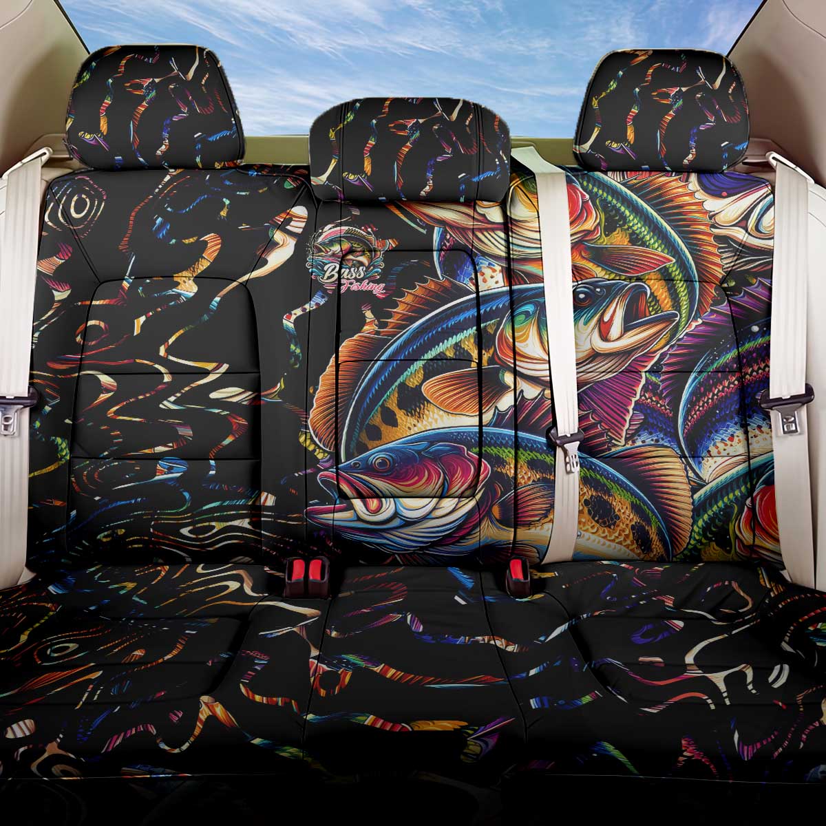 Peacock Bass Fishing Back Car Seat Cover Waves Art