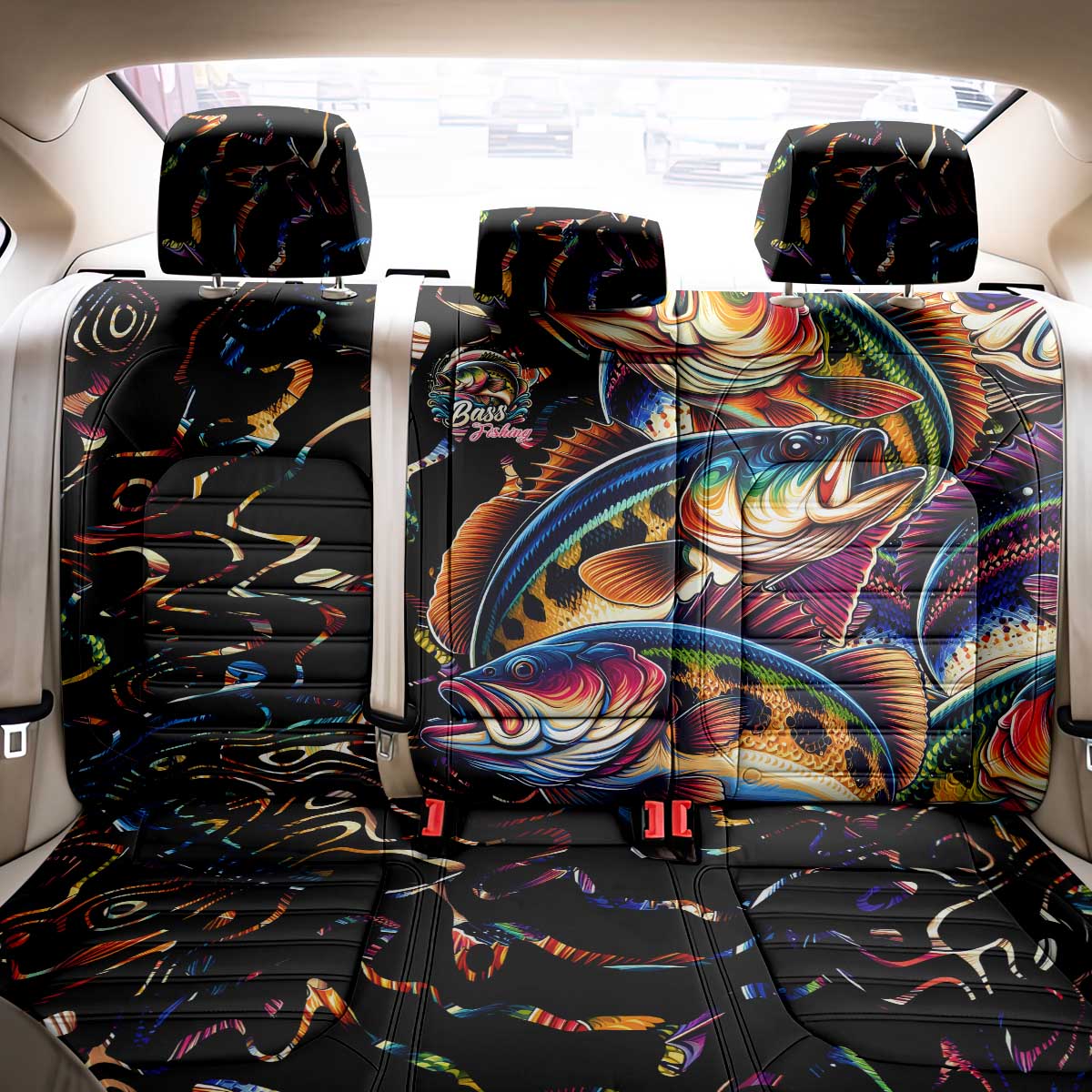 Peacock Bass Fishing Back Car Seat Cover Waves Art