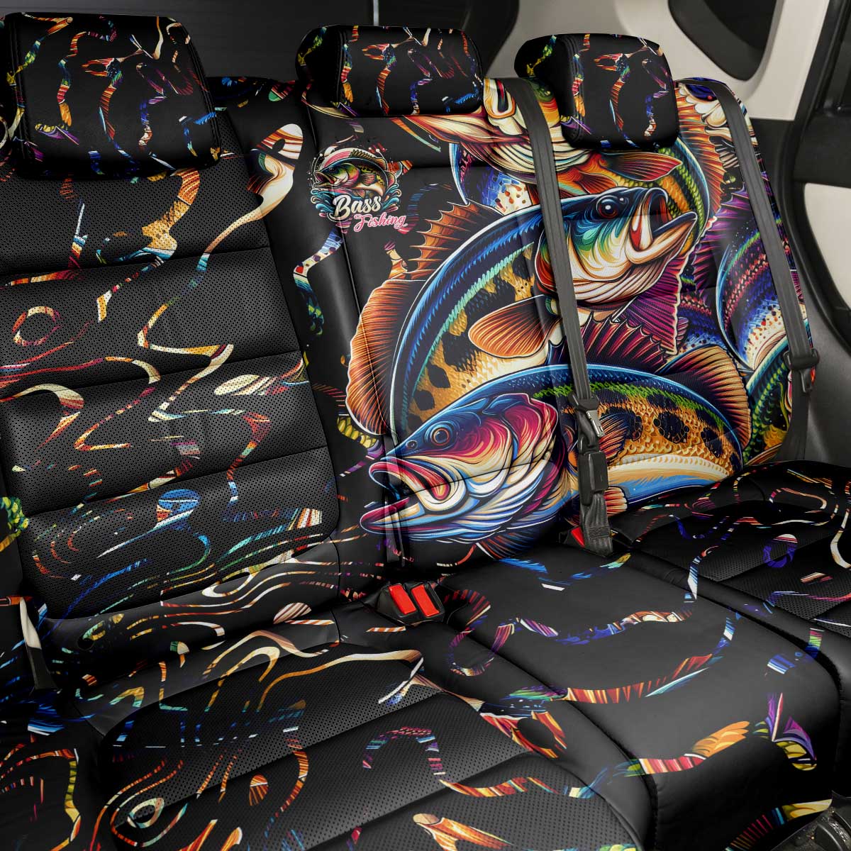 Peacock Bass Fishing Back Car Seat Cover Waves Art