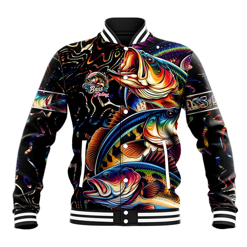 Peacock Bass Fishing Baseball Jacket Waves Art