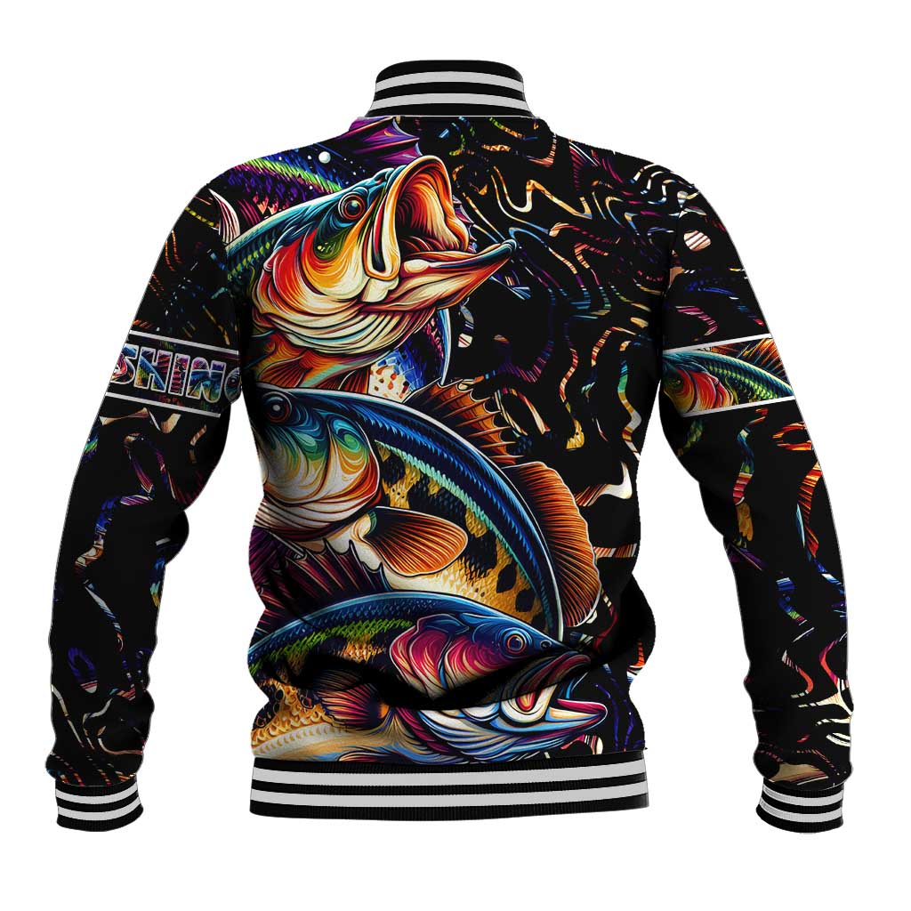 Peacock Bass Fishing Baseball Jacket Waves Art