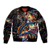 Peacock Bass Fishing Bomber Jacket Waves Art