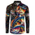 Peacock Bass Fishing Button Sweatshirt Waves Art