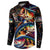 Peacock Bass Fishing Button Sweatshirt Waves Art