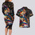 Peacock Bass Fishing Couples Matching Long Sleeve Bodycon Dress and Hawaiian Shirt Waves Art