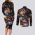 Peacock Bass Fishing Couples Matching Long Sleeve Bodycon Dress and Long Sleeve Button Shirt Waves Art