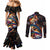 Peacock Bass Fishing Couples Matching Mermaid Dress and Long Sleeve Button Shirt Waves Art