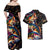 Peacock Bass Fishing Couples Matching Off Shoulder Maxi Dress and Hawaiian Shirt Waves Art