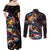 Peacock Bass Fishing Couples Matching Off Shoulder Maxi Dress and Long Sleeve Button Shirt Waves Art