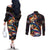 Peacock Bass Fishing Couples Matching Off The Shoulder Long Sleeve Dress and Long Sleeve Button Shirt Waves Art