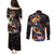 Peacock Bass Fishing Couples Matching Puletasi and Long Sleeve Button Shirt Waves Art