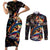 Peacock Bass Fishing Couples Matching Short Sleeve Bodycon Dress and Long Sleeve Button Shirt Waves Art