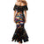 Peacock Bass Fishing Family Matching Mermaid Dress and Hawaiian Shirt Waves Art