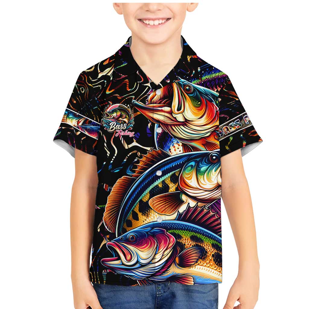 Peacock Bass Fishing Family Matching Mermaid Dress and Hawaiian Shirt Waves Art