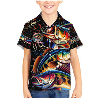 Peacock Bass Fishing Family Matching Mermaid Dress and Hawaiian Shirt Waves Art