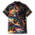 Peacock Bass Fishing Family Matching Off The Shoulder Long Sleeve Dress and Hawaiian Shirt Waves Art