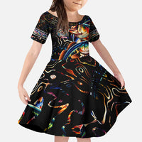 Peacock Bass Fishing Family Matching Off Shoulder Maxi Dress and Hawaiian Shirt Waves Art