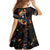 Peacock Bass Fishing Family Matching Off Shoulder Short Dress and Hawaiian Shirt Waves Art