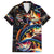 Peacock Bass Fishing Family Matching Off Shoulder Short Dress and Hawaiian Shirt Waves Art