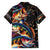 Peacock Bass Fishing Family Matching Off Shoulder Short Dress and Hawaiian Shirt Waves Art