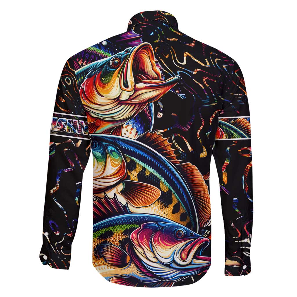 Peacock Bass Fishing Family Matching Off Shoulder Short Dress and Hawaiian Shirt Waves Art