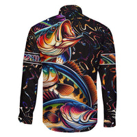 Peacock Bass Fishing Family Matching Short Sleeve Bodycon Dress and Hawaiian Shirt Waves Art