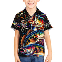 Peacock Bass Fishing Family Matching Tank Maxi Dress and Hawaiian Shirt Waves Art