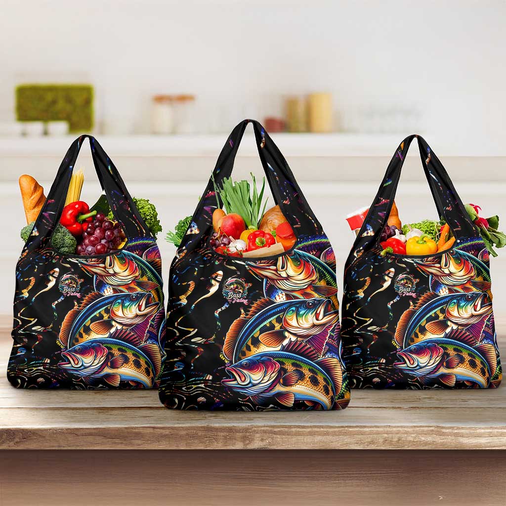 Peacock Bass Fishing Grocery Bag Waves Art