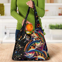 Peacock Bass Fishing Grocery Bag Waves Art