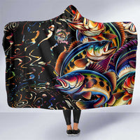Peacock Bass Fishing Hooded Blanket Waves Art
