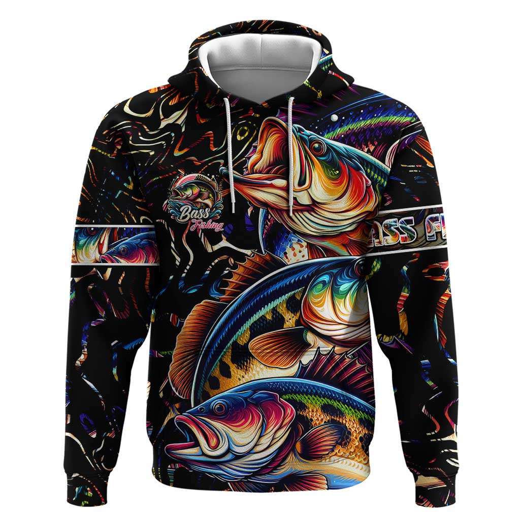 Peacock Bass Fishing Hoodie Waves Art