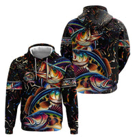 Peacock Bass Fishing Hoodie Waves Art