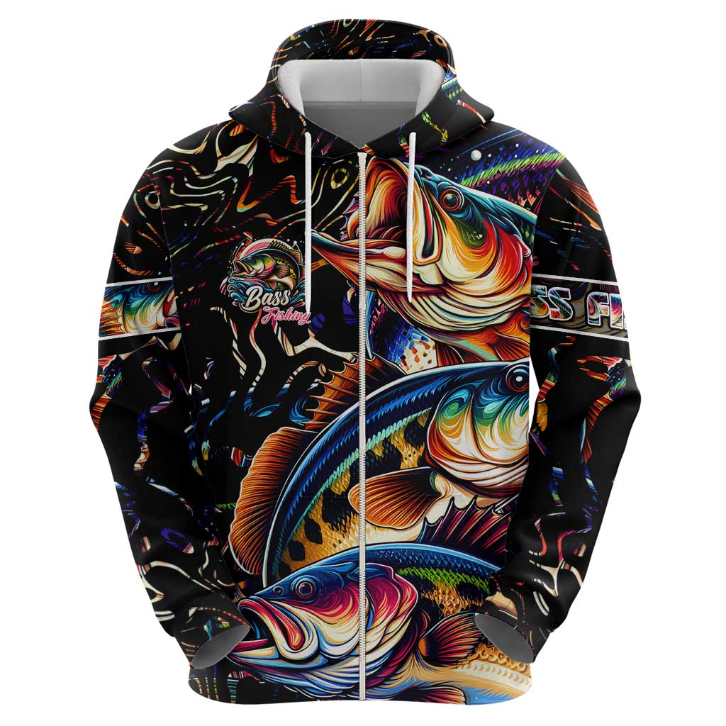 Peacock Bass Fishing Hoodie Waves Art