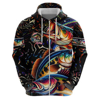 Peacock Bass Fishing Hoodie Waves Art