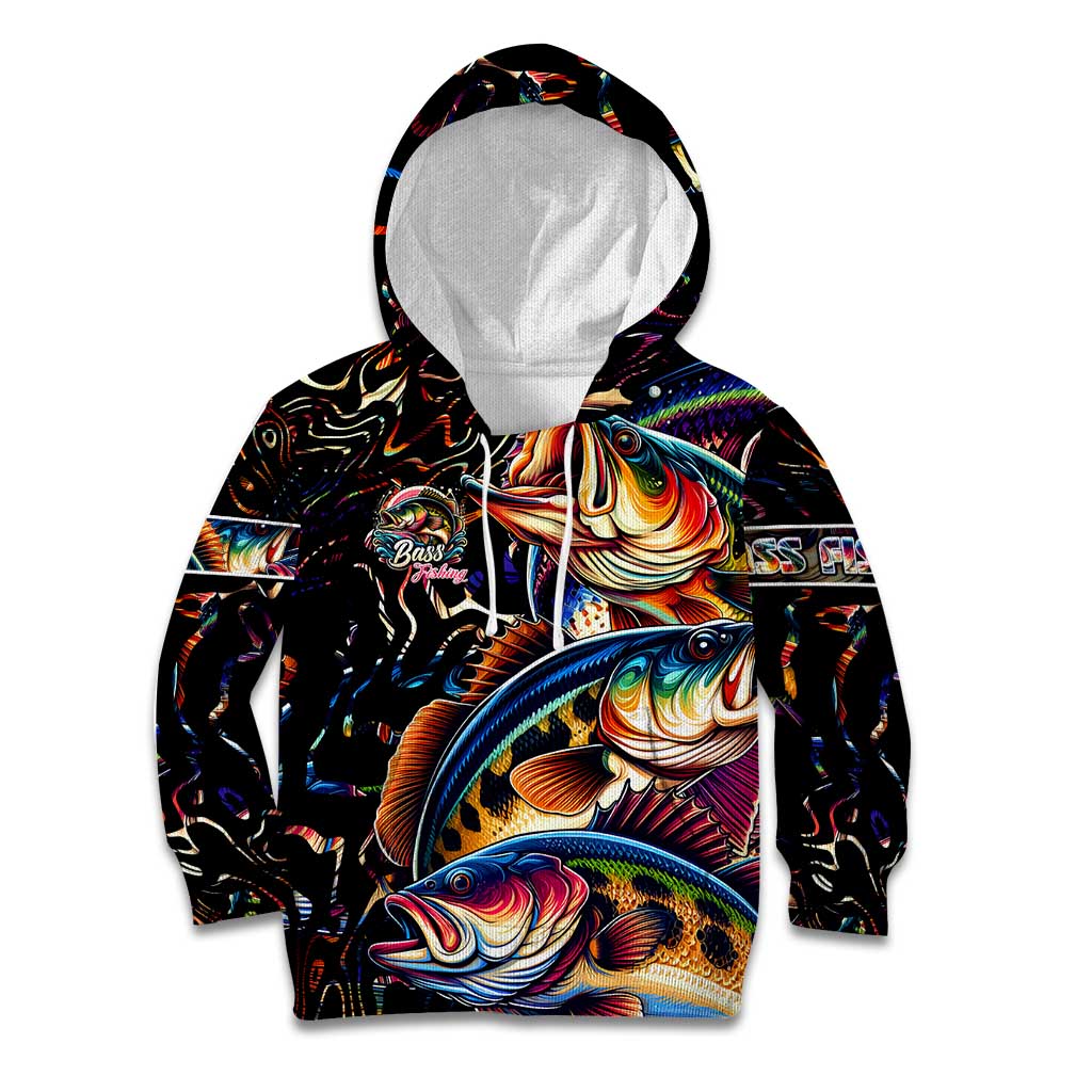 Peacock Bass Fishing Kid Hoodie Waves Art
