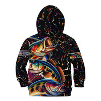 Peacock Bass Fishing Kid Hoodie Waves Art