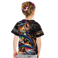 Peacock Bass Fishing Kid T Shirt Waves Art