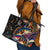 Peacock Bass Fishing Leather Tote Bag Waves Art