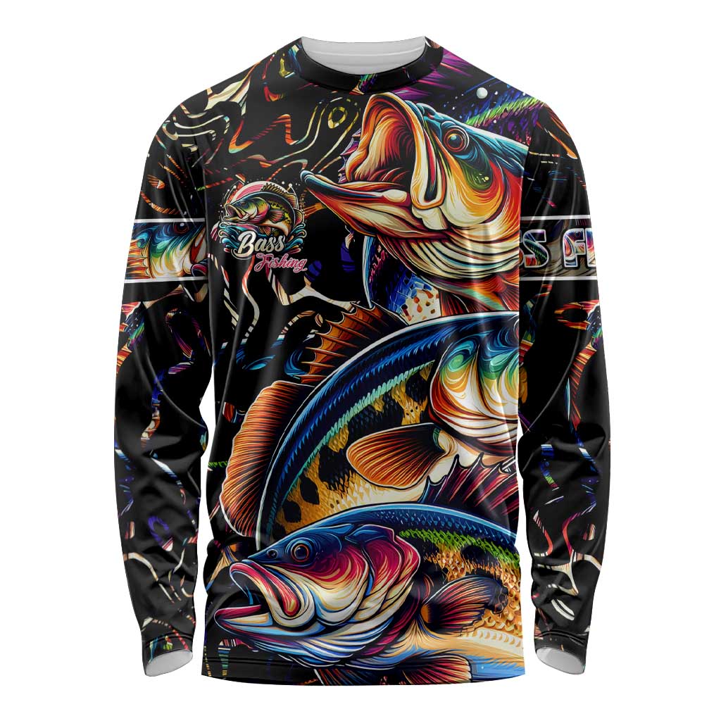 Peacock Bass Fishing Long Sleeve Shirt Waves Art