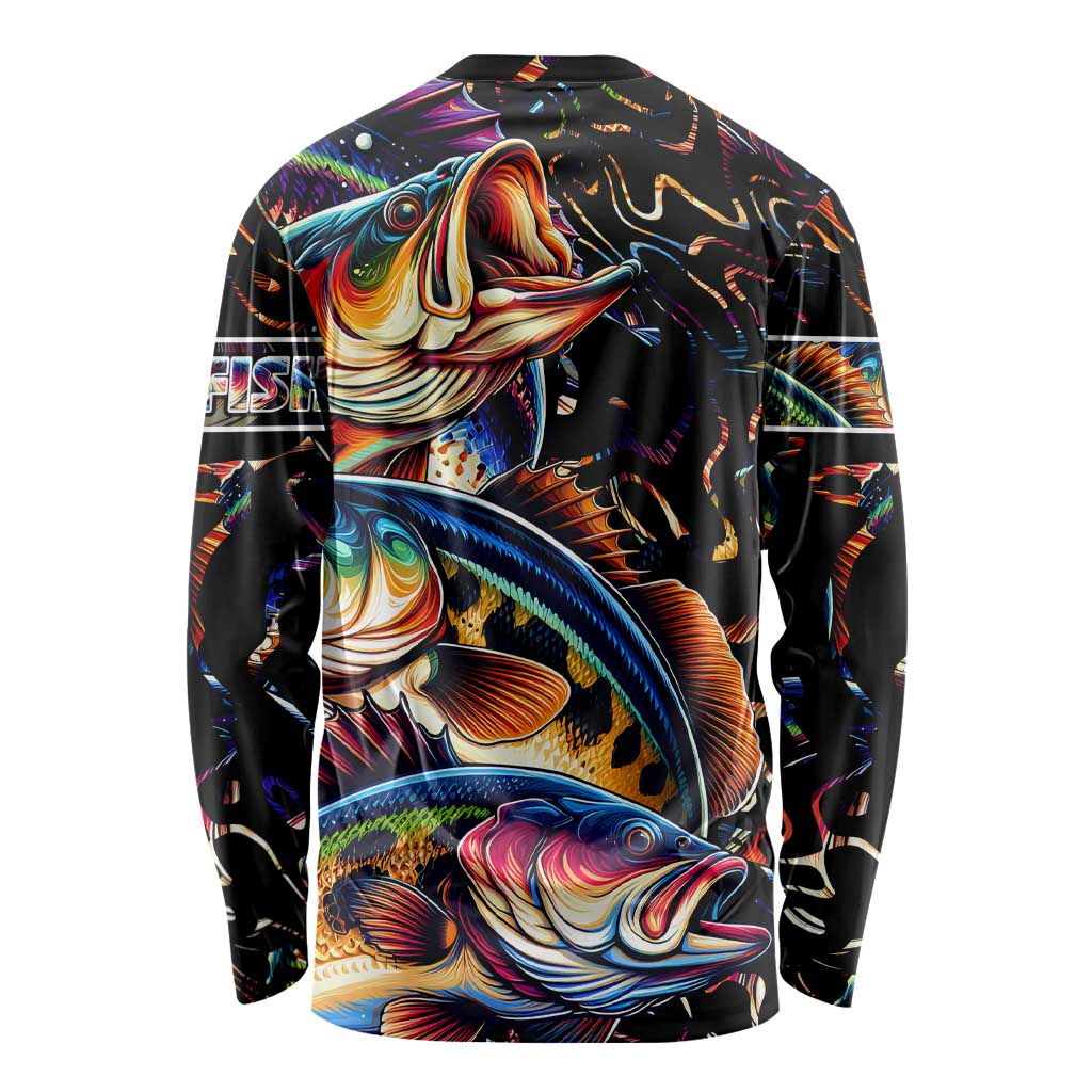 Peacock Bass Fishing Long Sleeve Shirt Waves Art